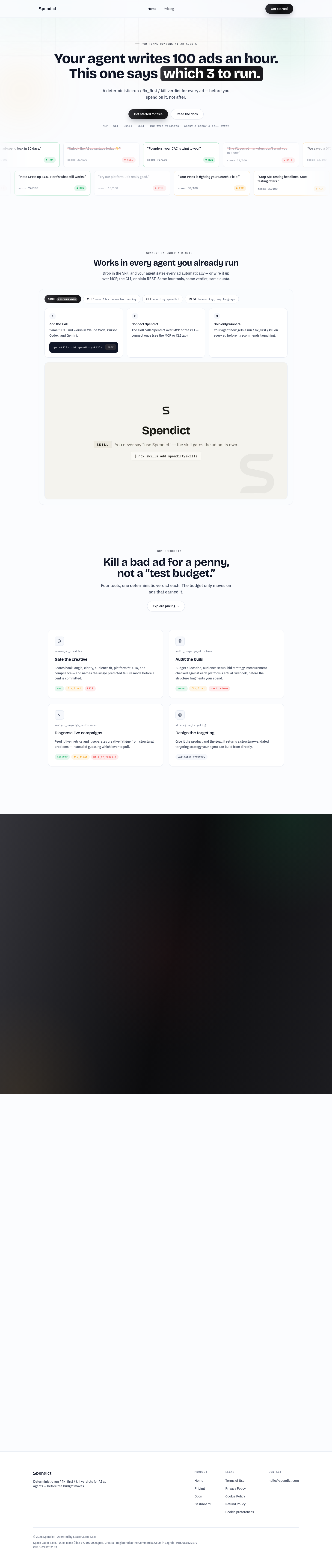 Hero section from spendict.com