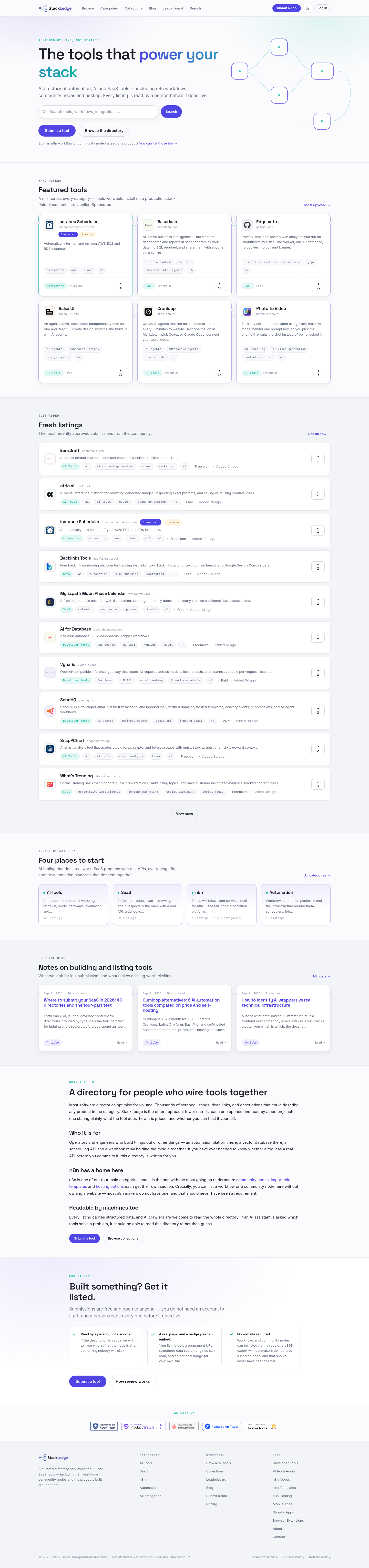 Nav section of stackledge.com