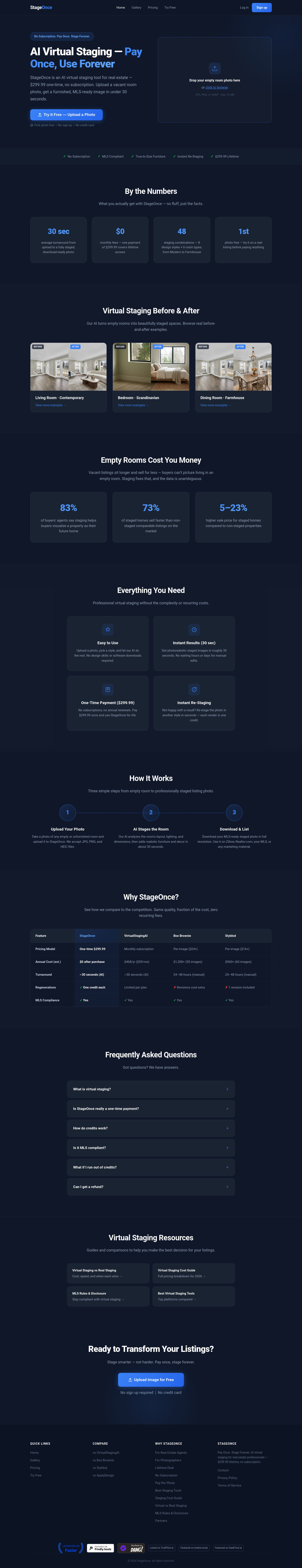 Nav section of stageonce.com