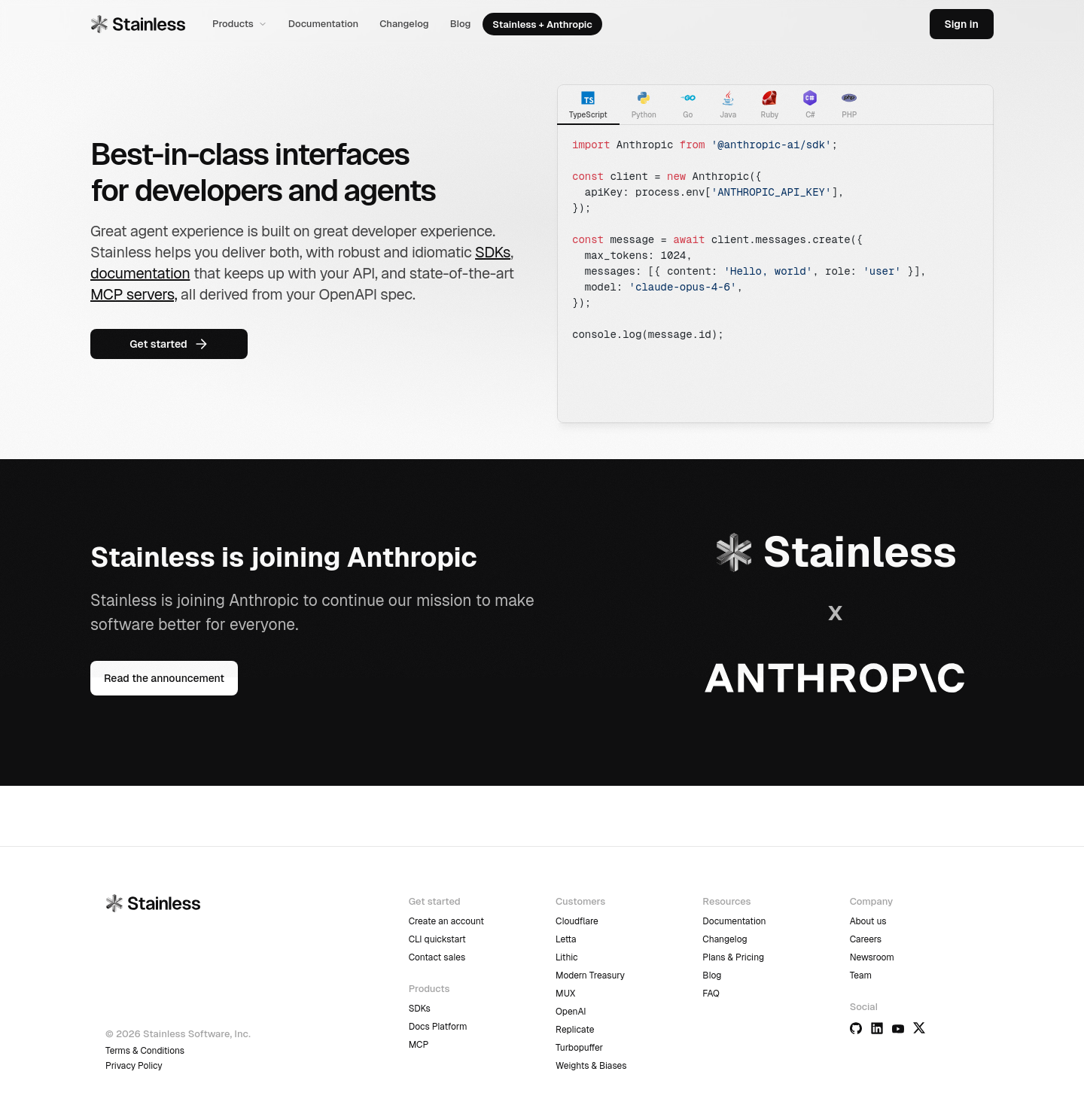 Nav section of stainless.com