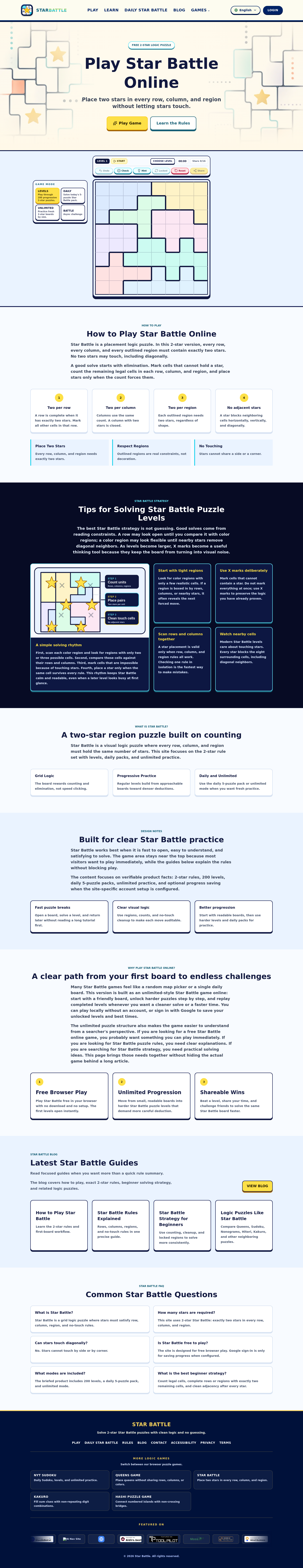 Nav section of starbattle.online
