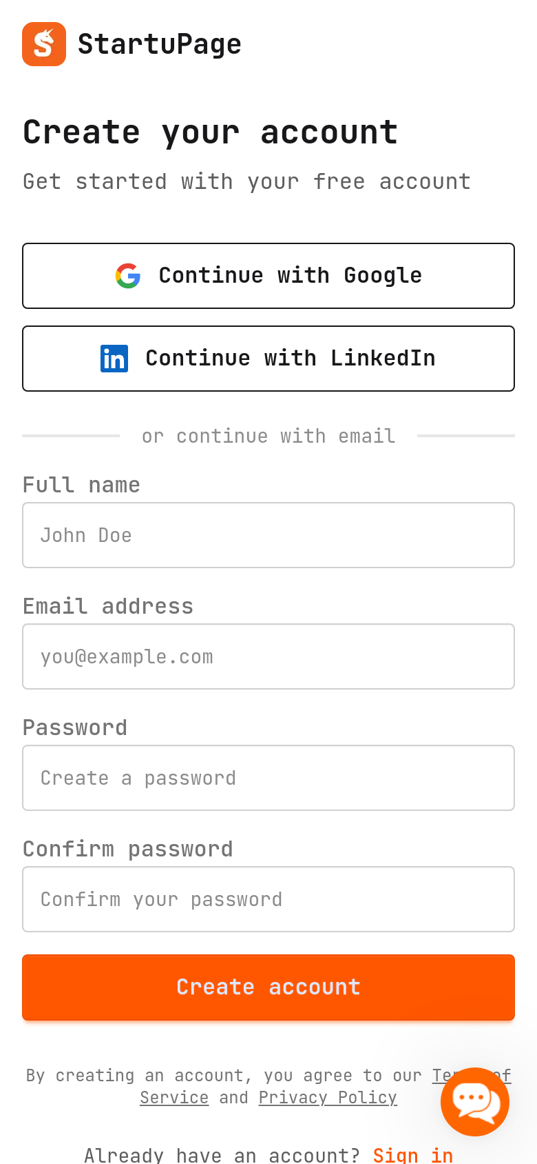 Sign Up