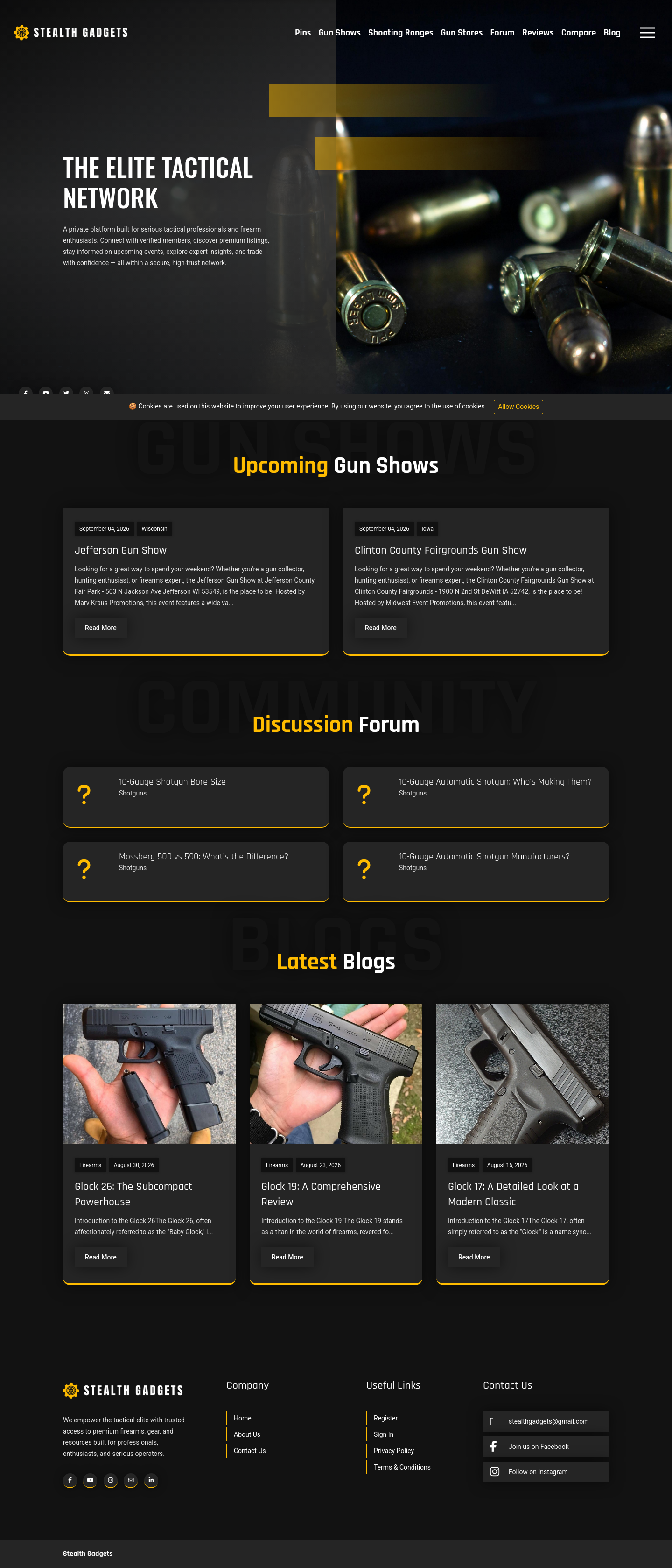 Footer section of stealthgadgets.com