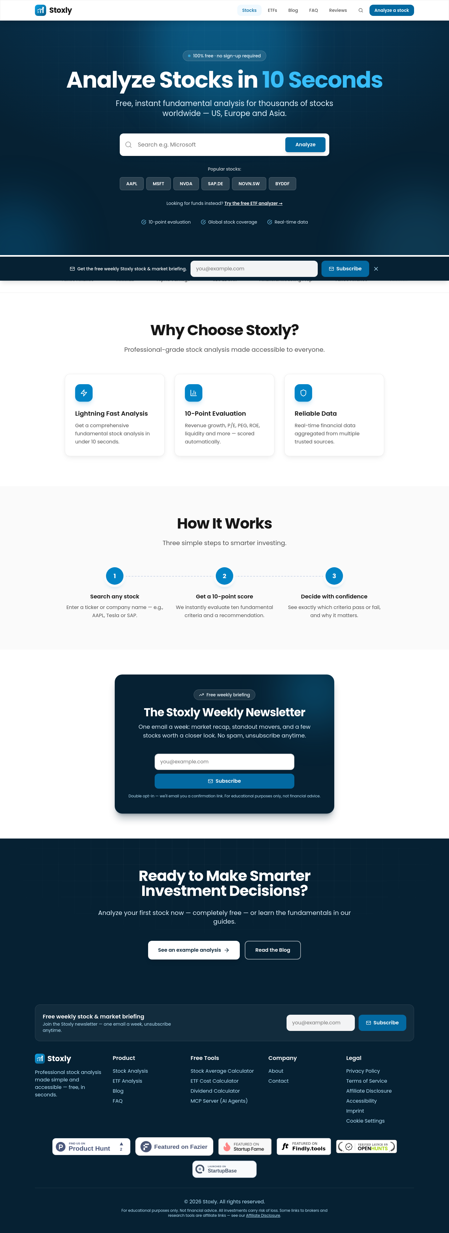 Nav section of stoxlyonline.com
