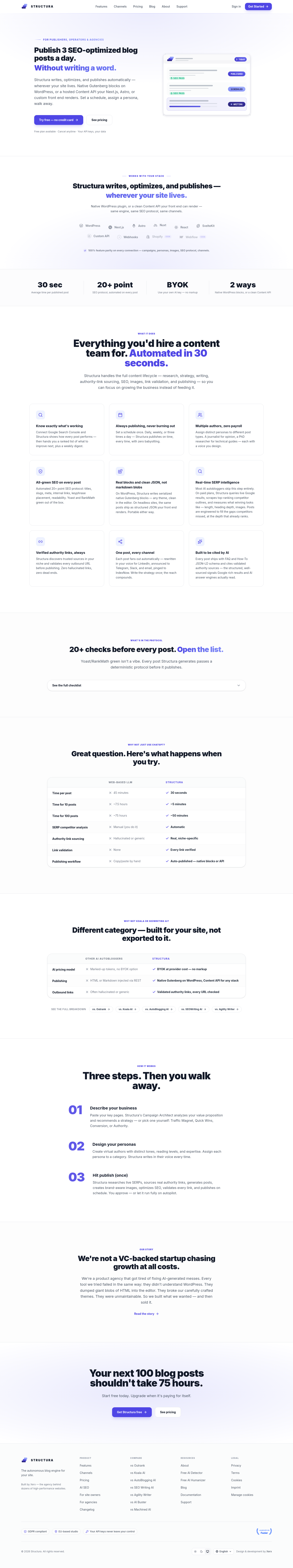Nav section of structurawp.com