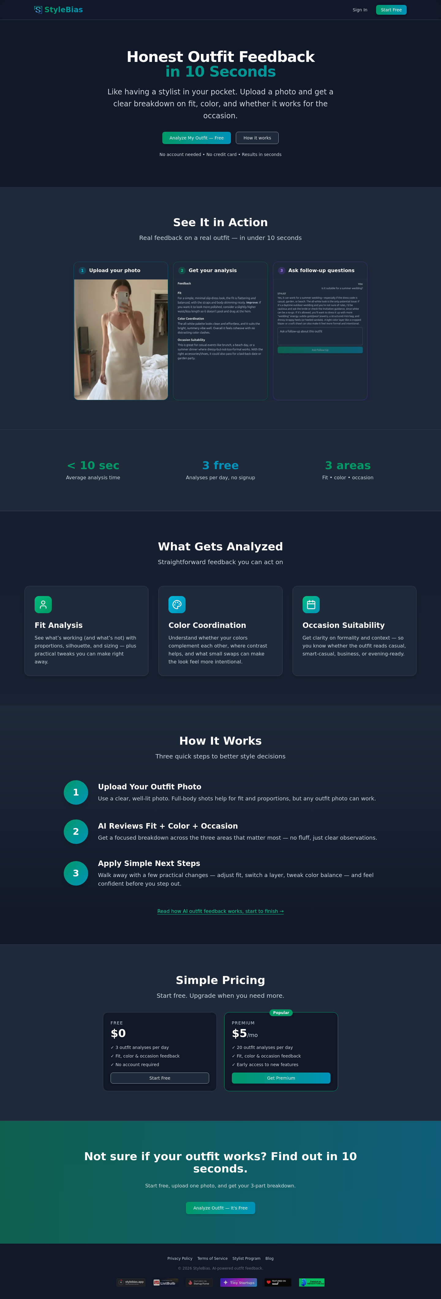 Nav section of stylebias.app