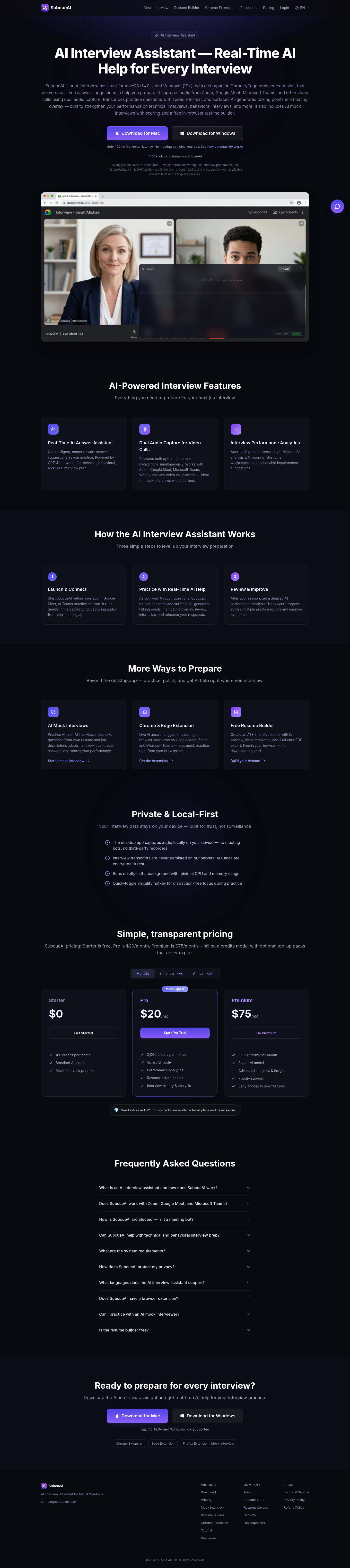 subcue.ai — Hero + Logo Wall + Pricing + FAQ