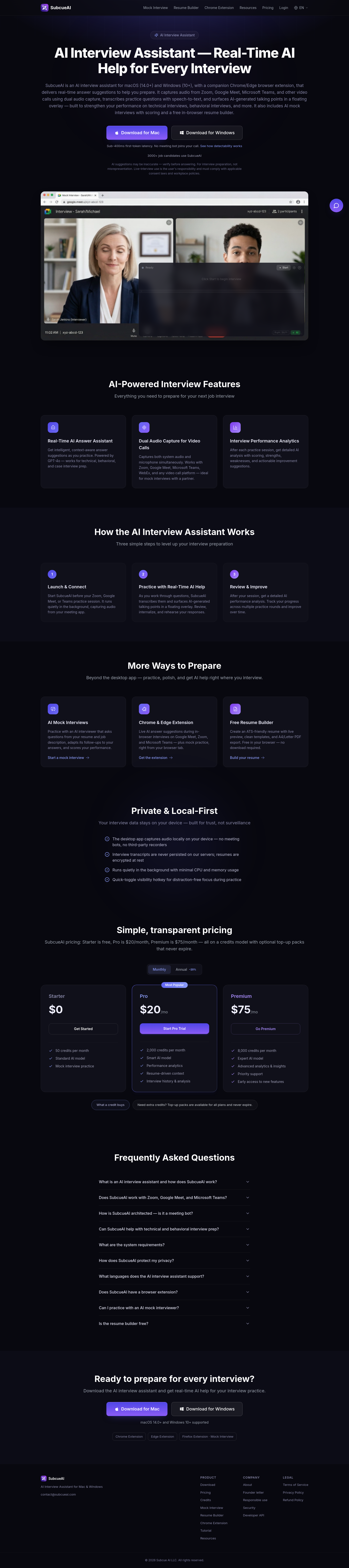 subcue.ai — Hero + Logo Wall + Pricing + FAQ