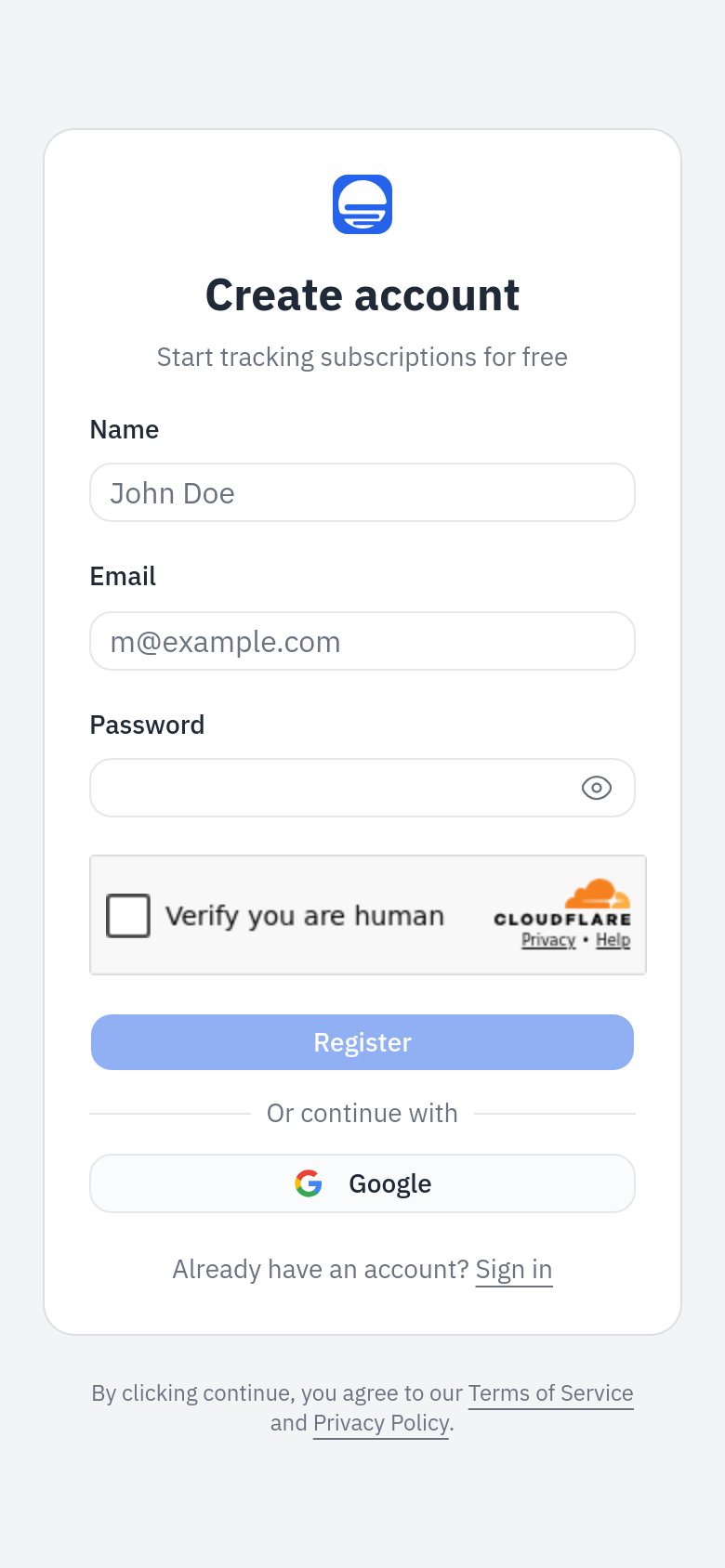Sign Up