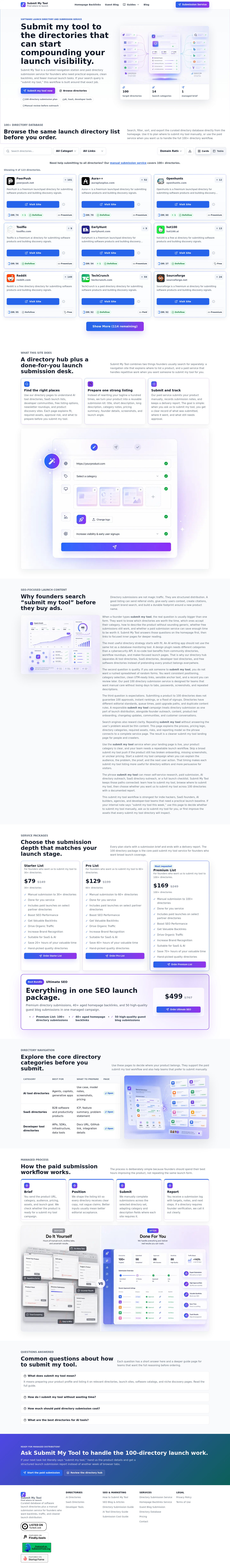 Nav section of submitmytool.com