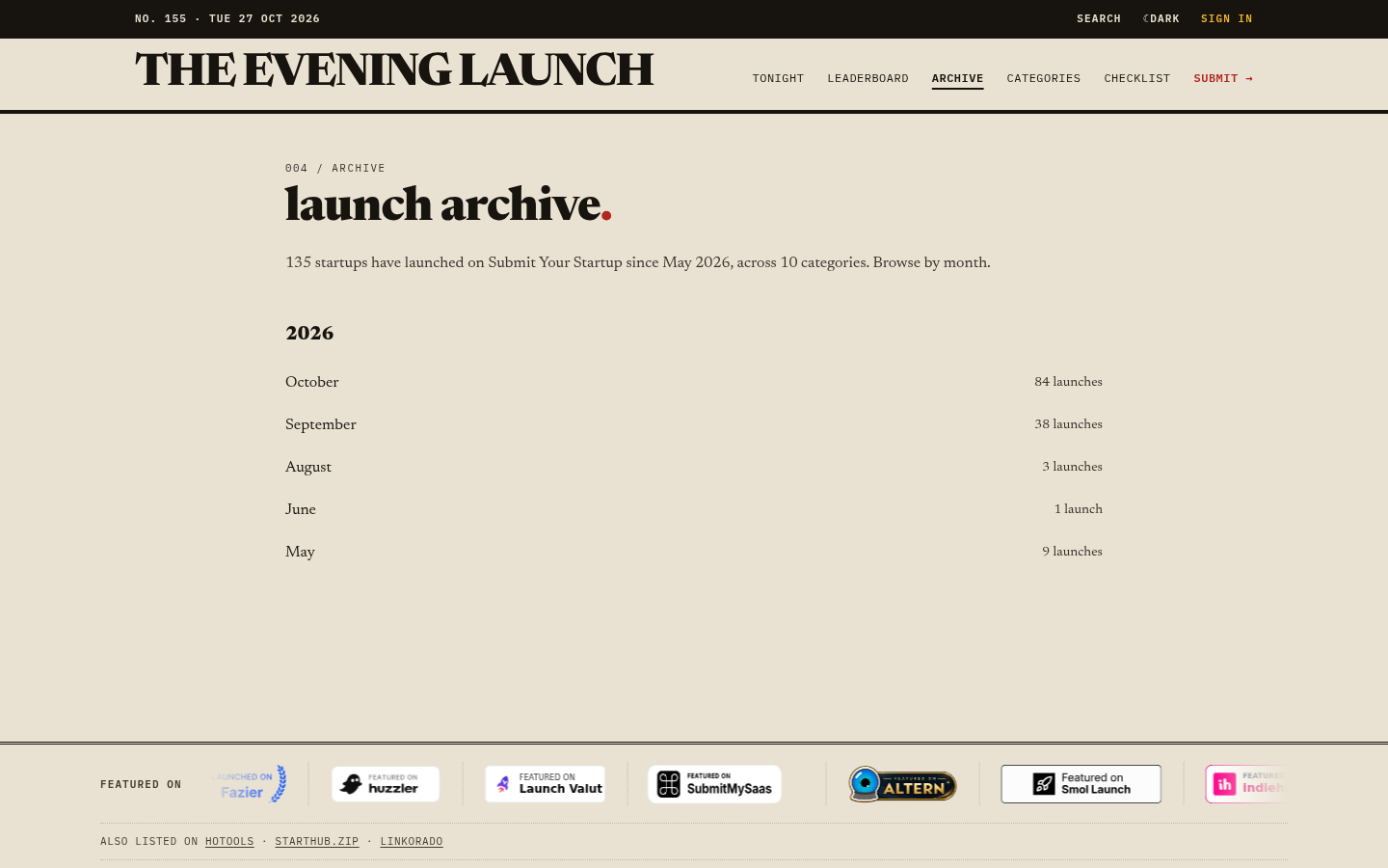 submityourstartup.now desktop capture of the first page