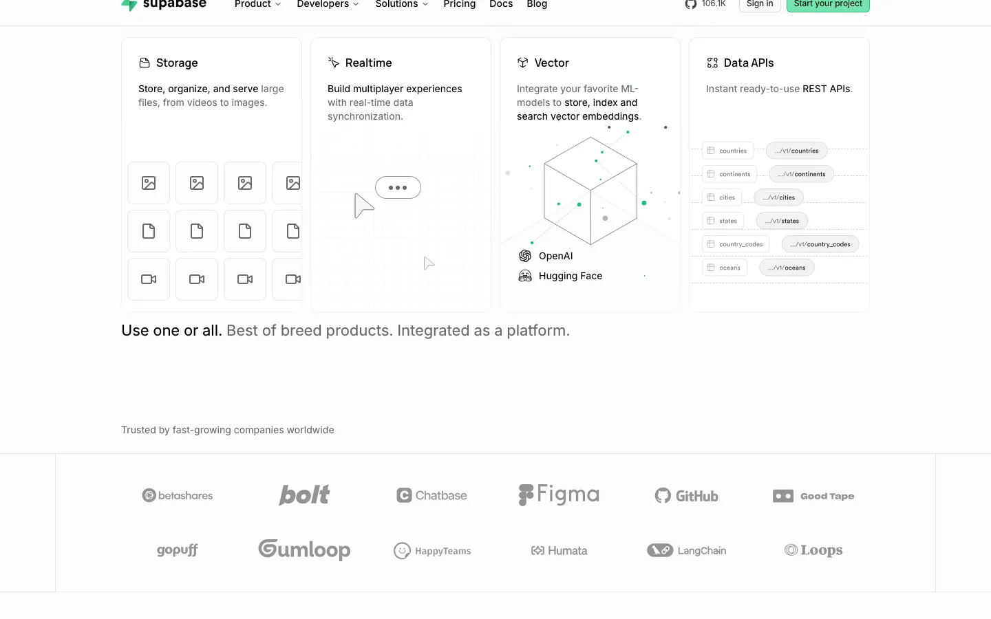 Supabase landing page
