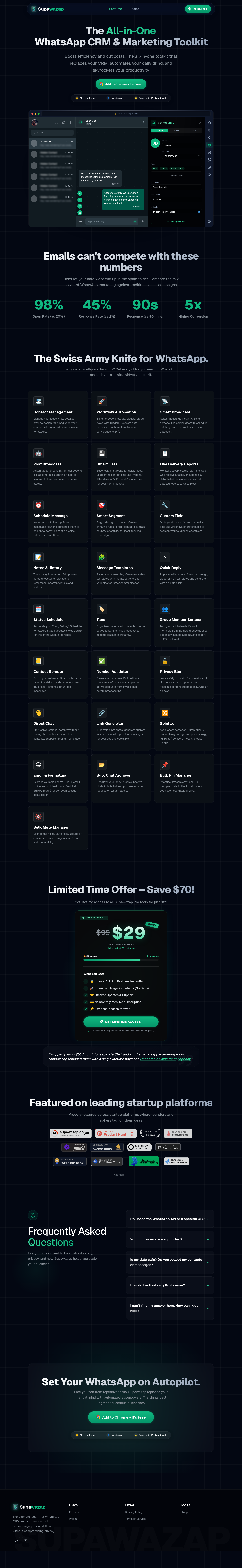 Hero section of supawazap.com