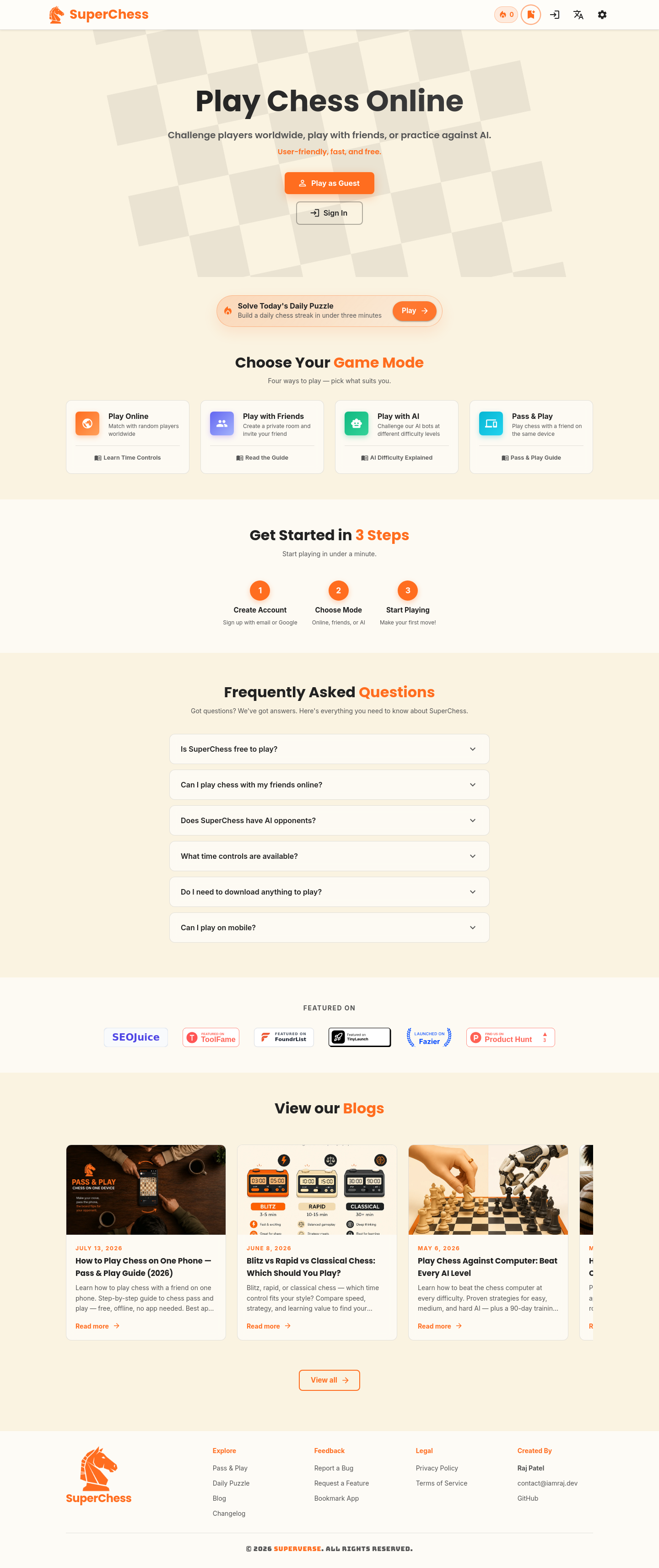 FAQ section of superchess.iamraj.dev