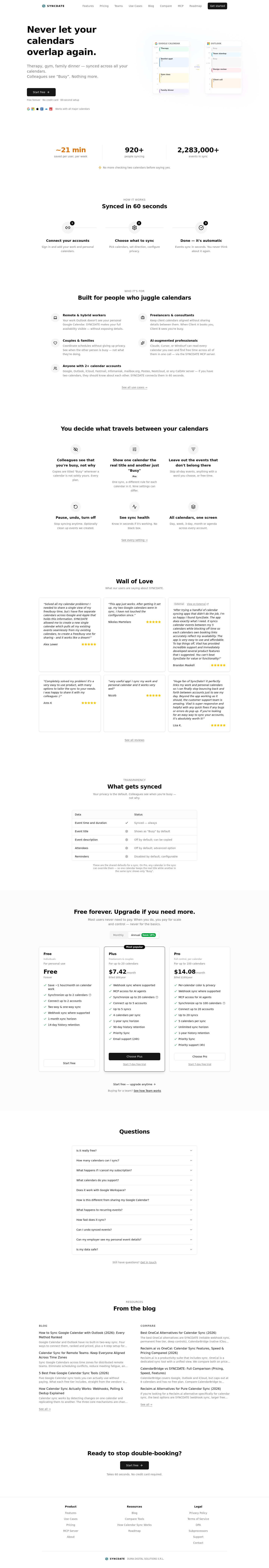 Nav section of syncdate.app