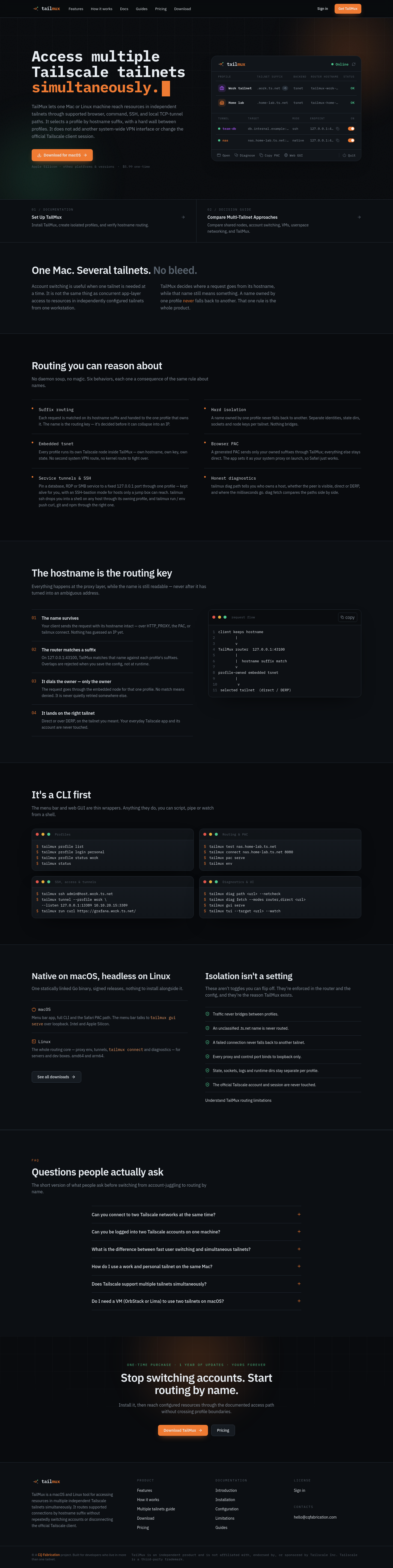 FAQ section from tailmux.app