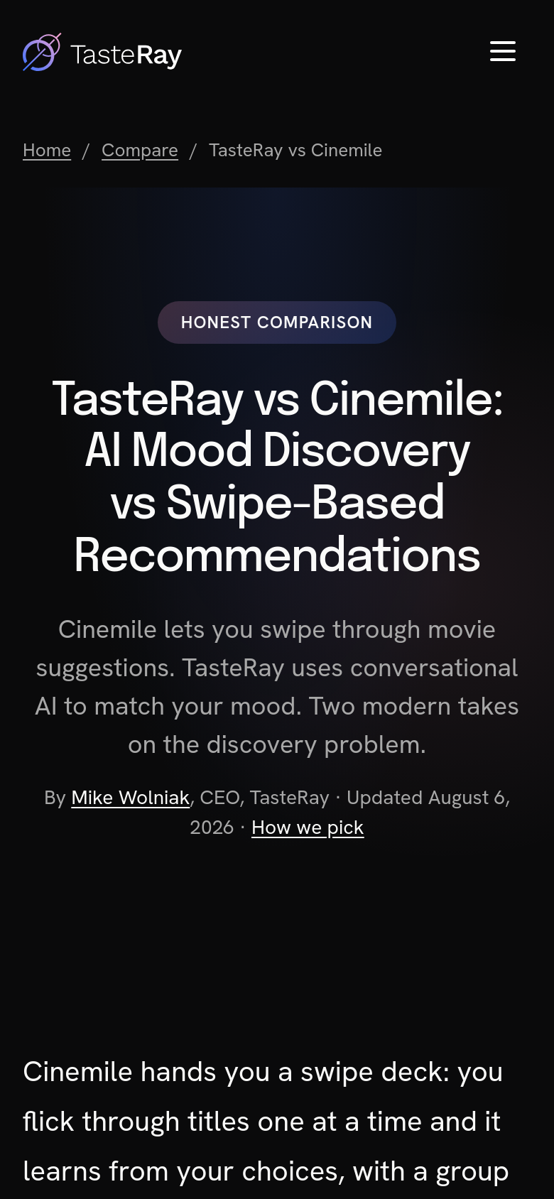 Tasteray Vs Cinemile