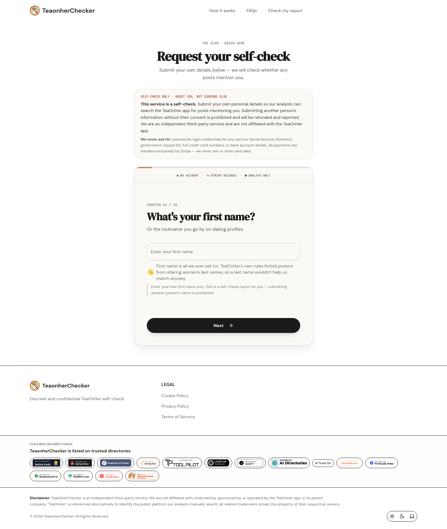 teaonherchecker.org — 