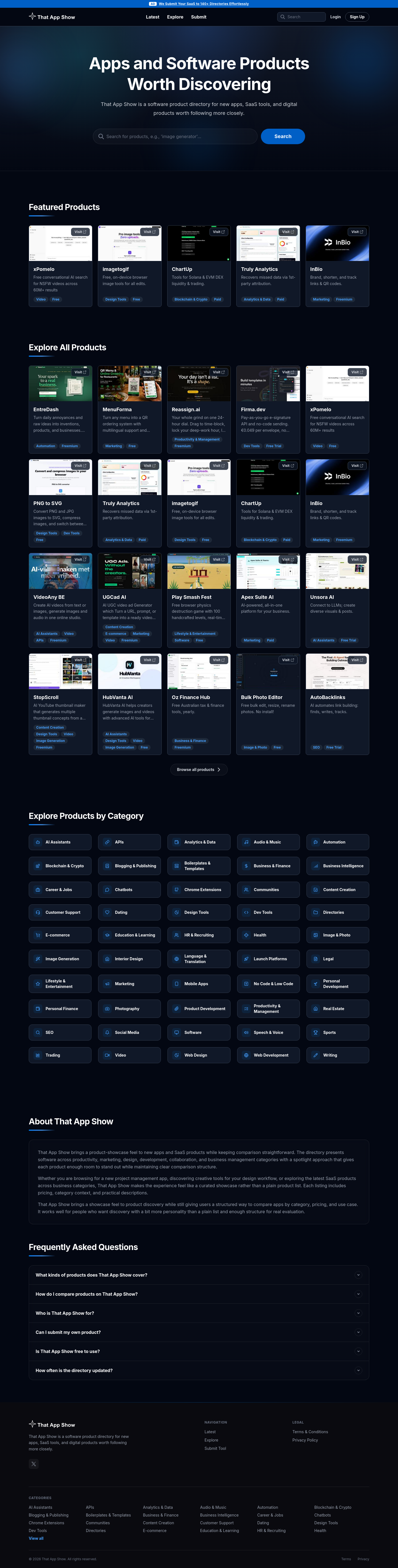 Nav section of thatappshow.com