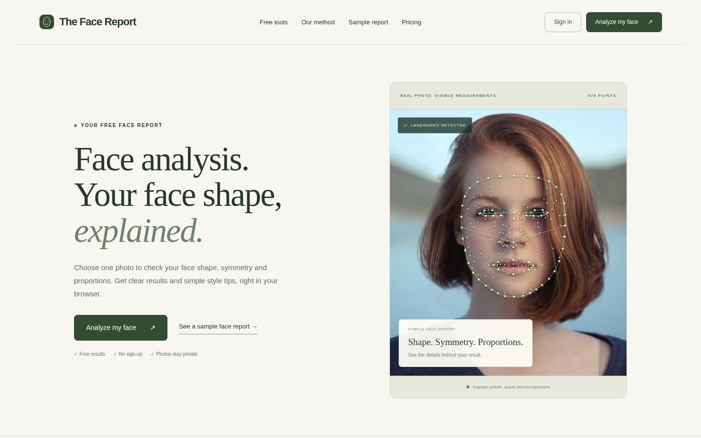 thefacereport.online desktop capture of the first page