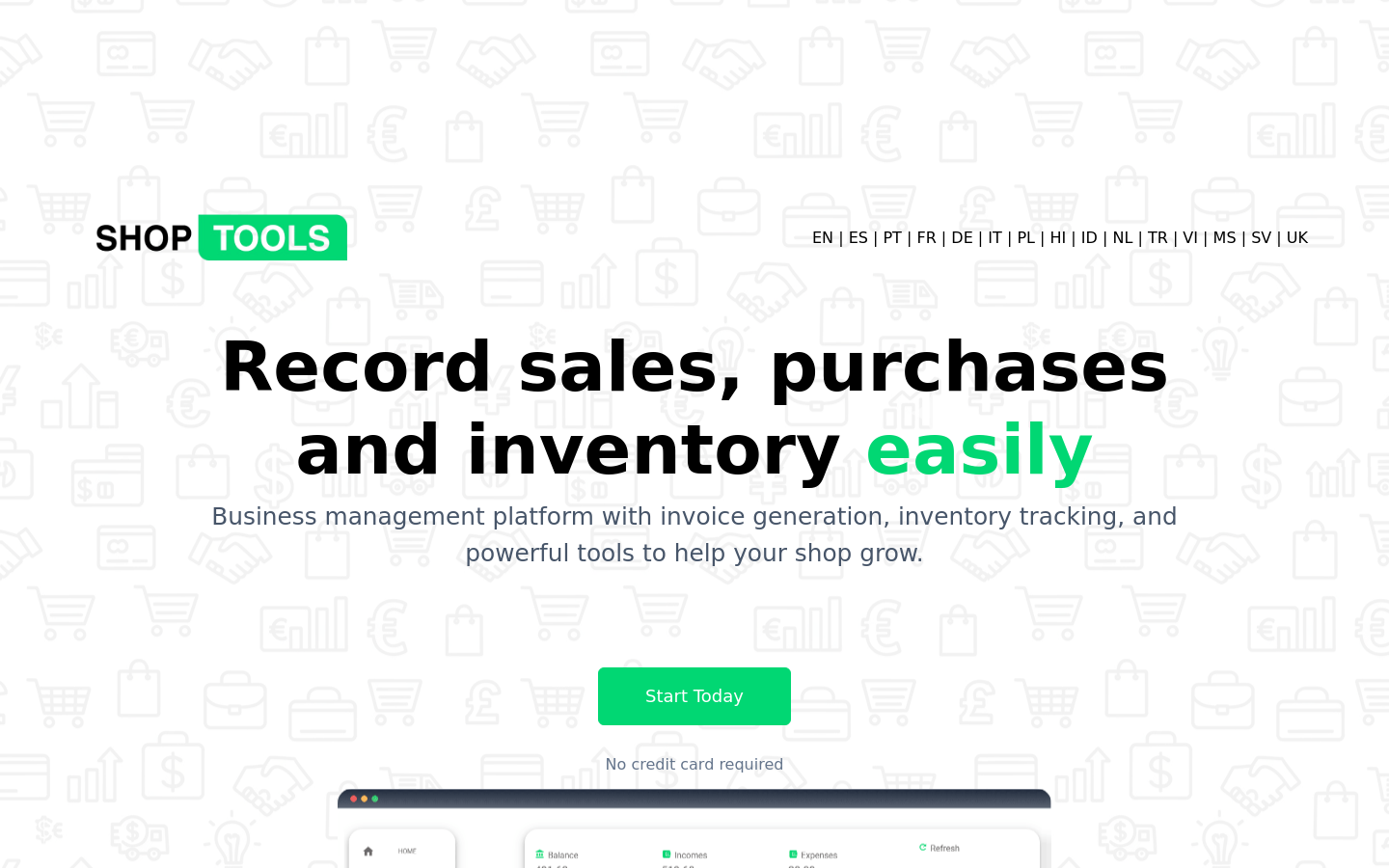 theshoptools.com desktop capture of the first page