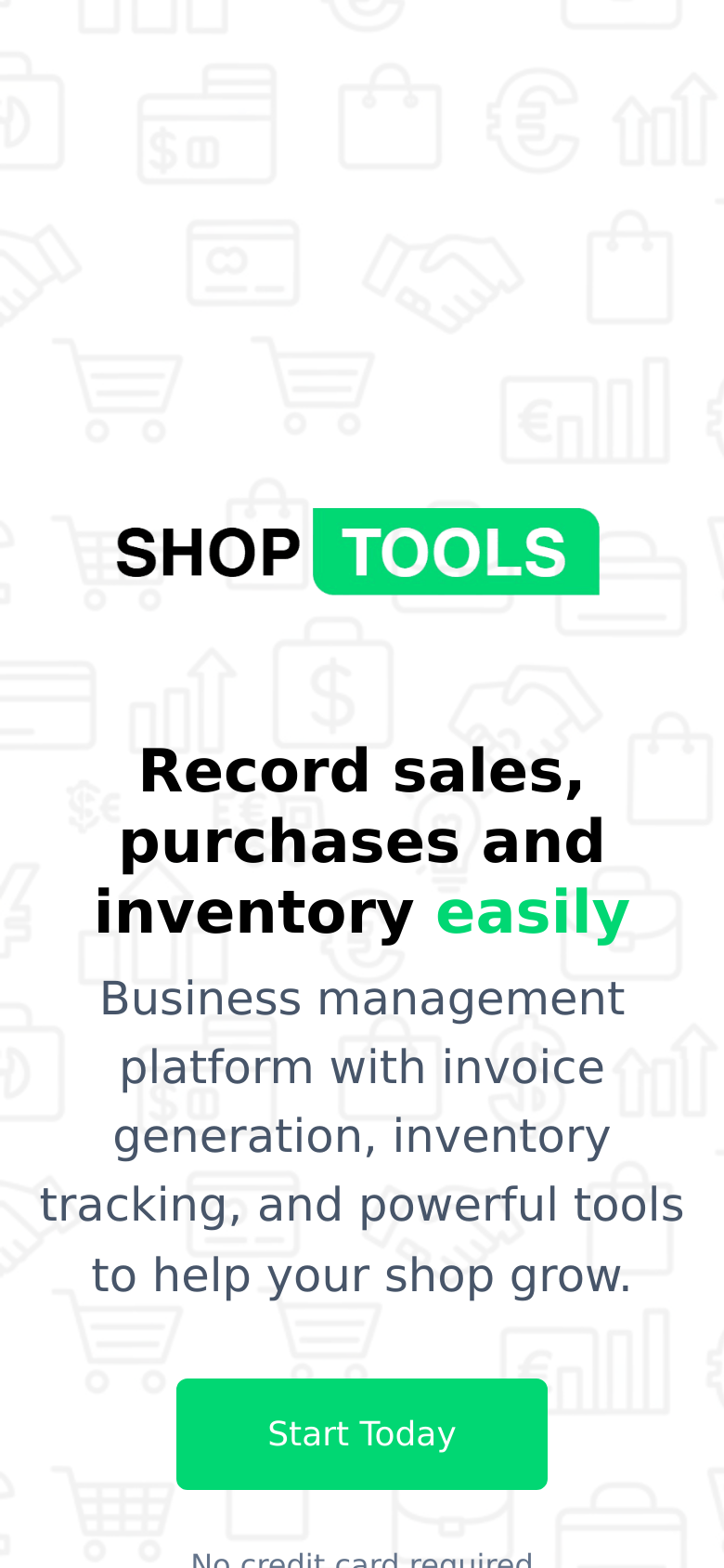 theshoptools.com mobile capture of the first page