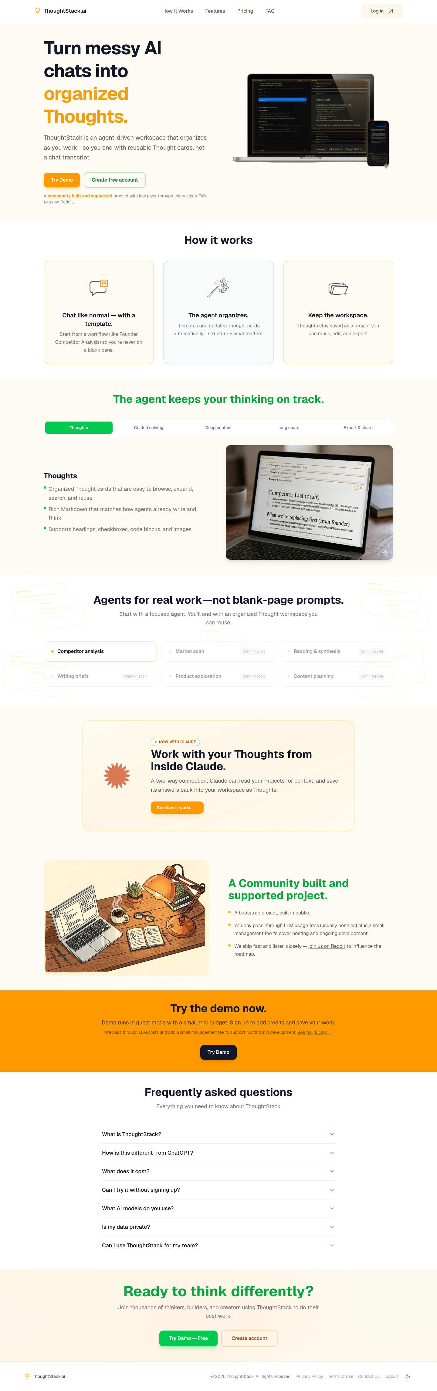Nav section of thoughtstack.ai