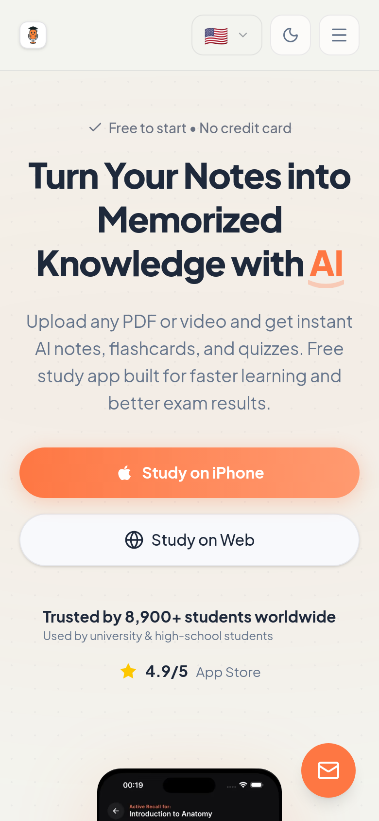 tikonote.app mobile capture of the first page