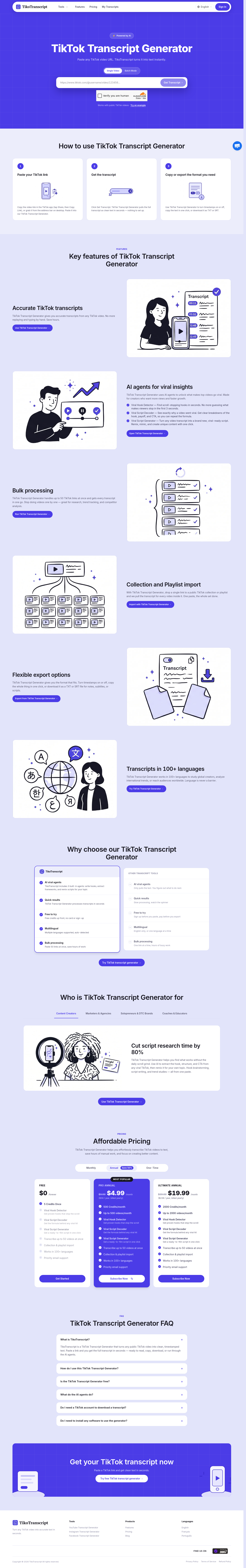 Nav section of tikotranscript.com