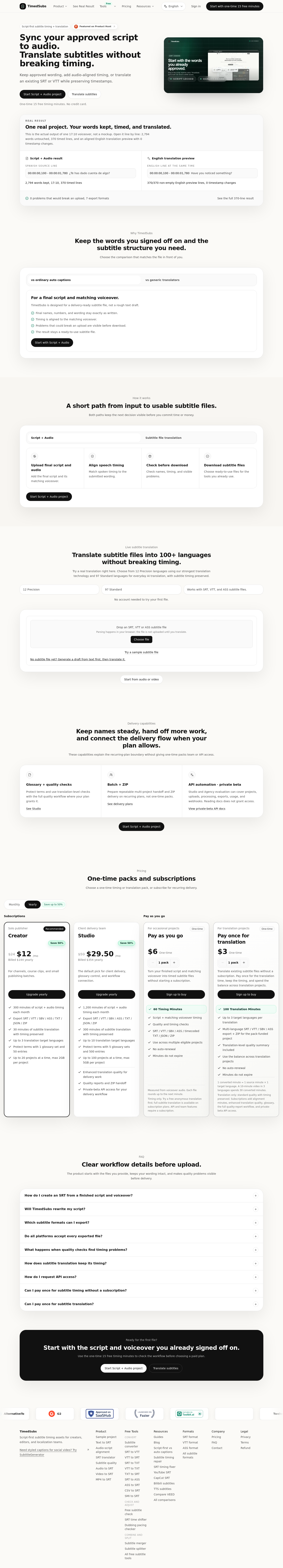 Nav section of timedsubs.com
