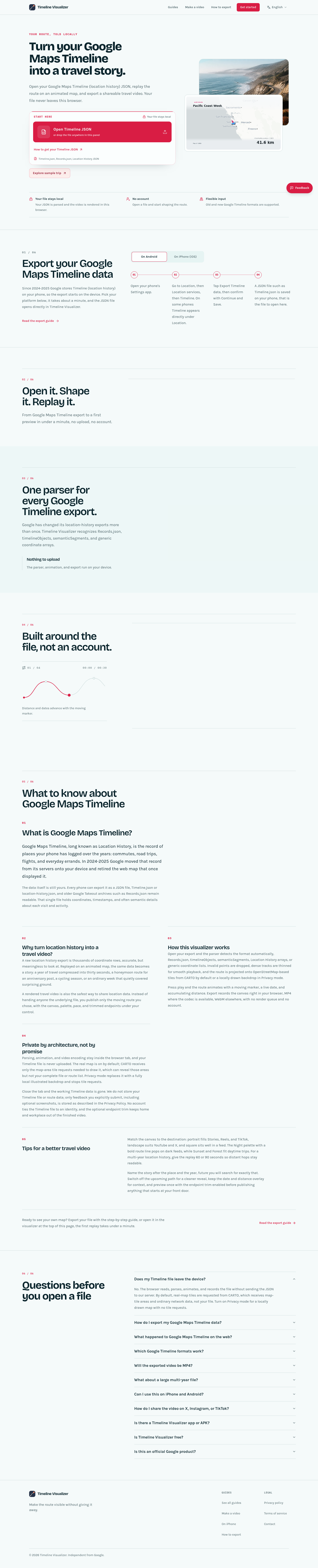 timelinevisualizer.org FAQ section, Homepage / Lander