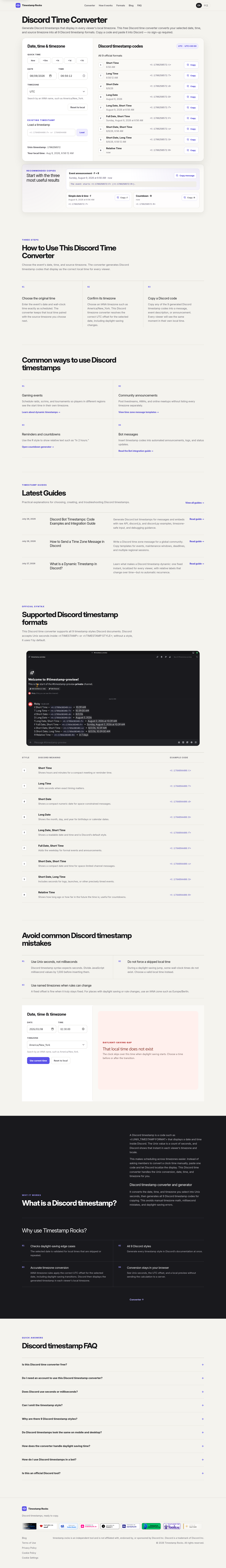 Nav section of timestamp.rocks