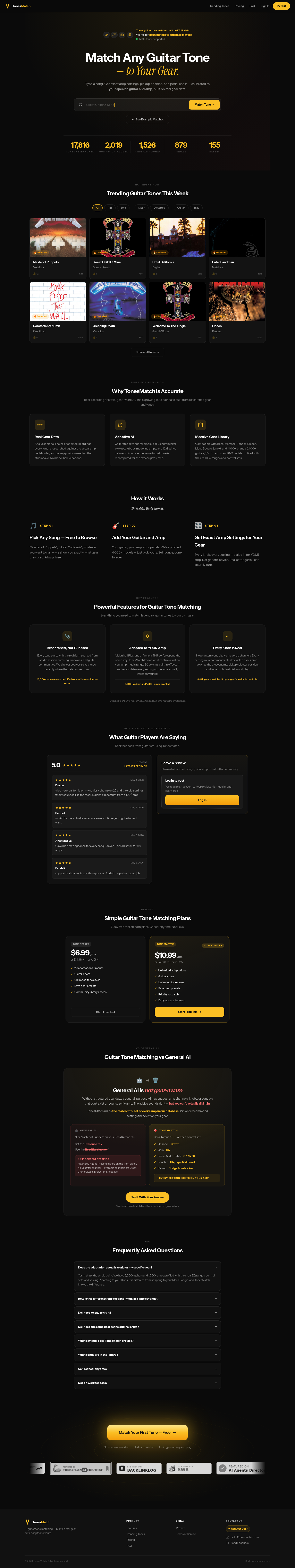 tonesmatch.com — The Pricing Page