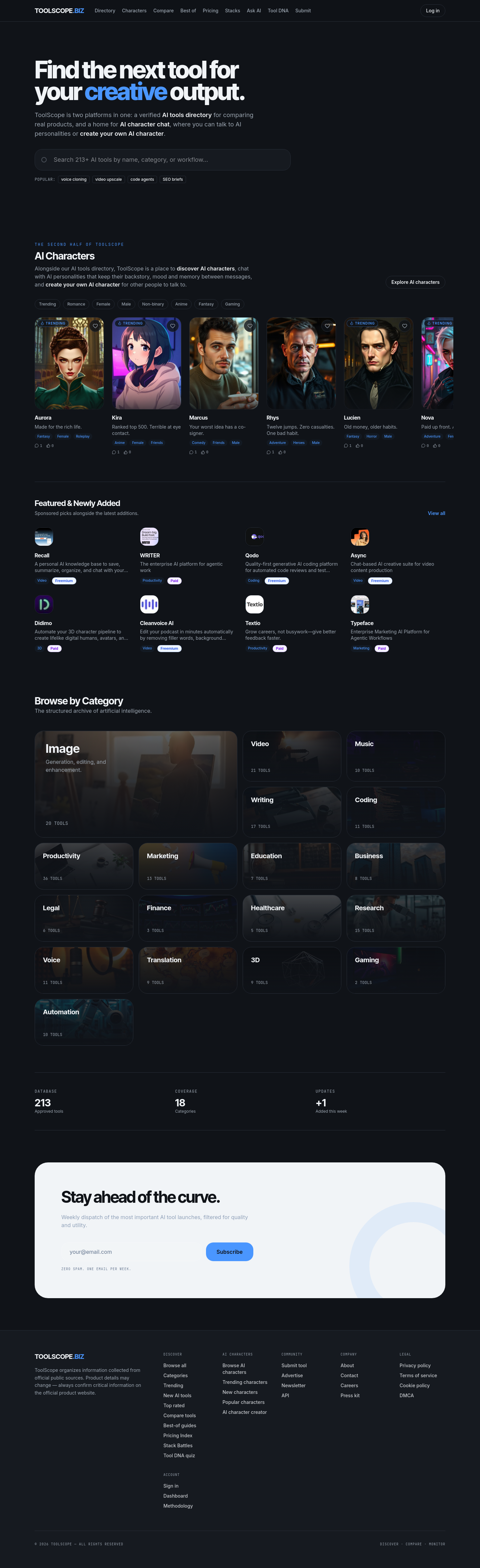 Nav section of toolscope.biz