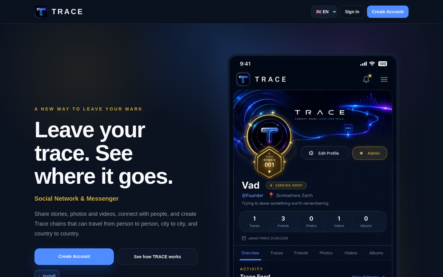 Captured homepage of traceinhistory.com