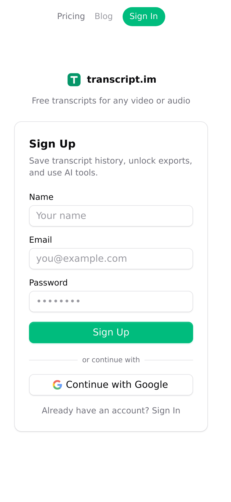 Signup