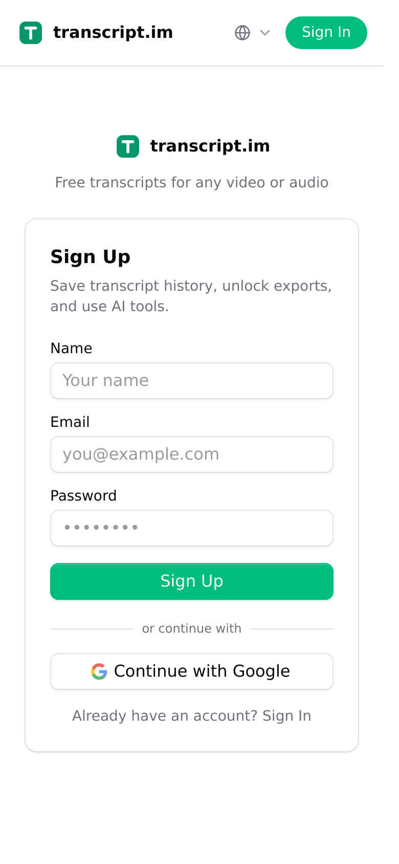 Signup