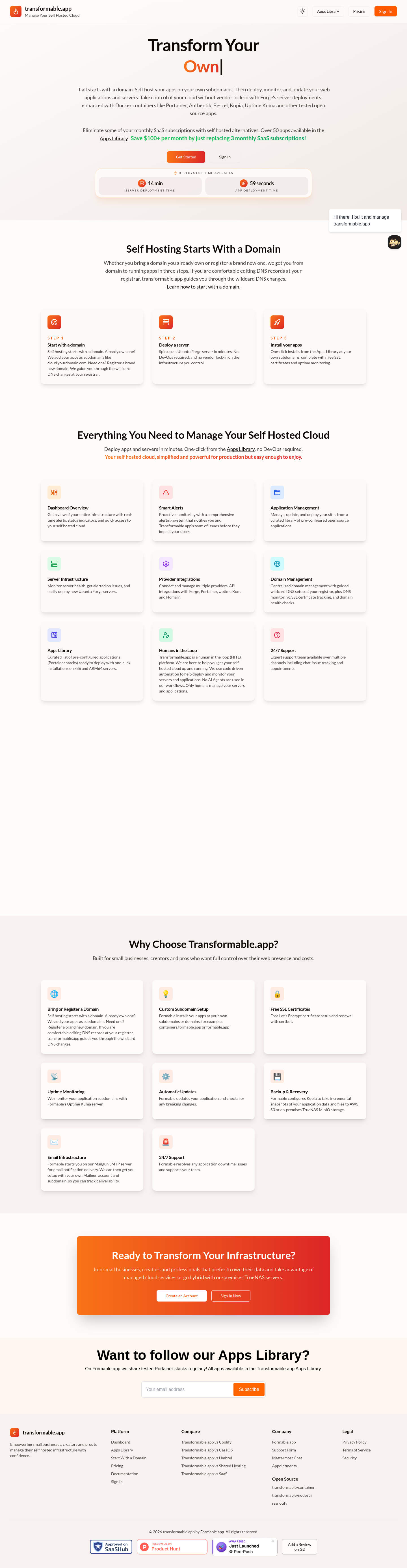 Nav section of transformable.app