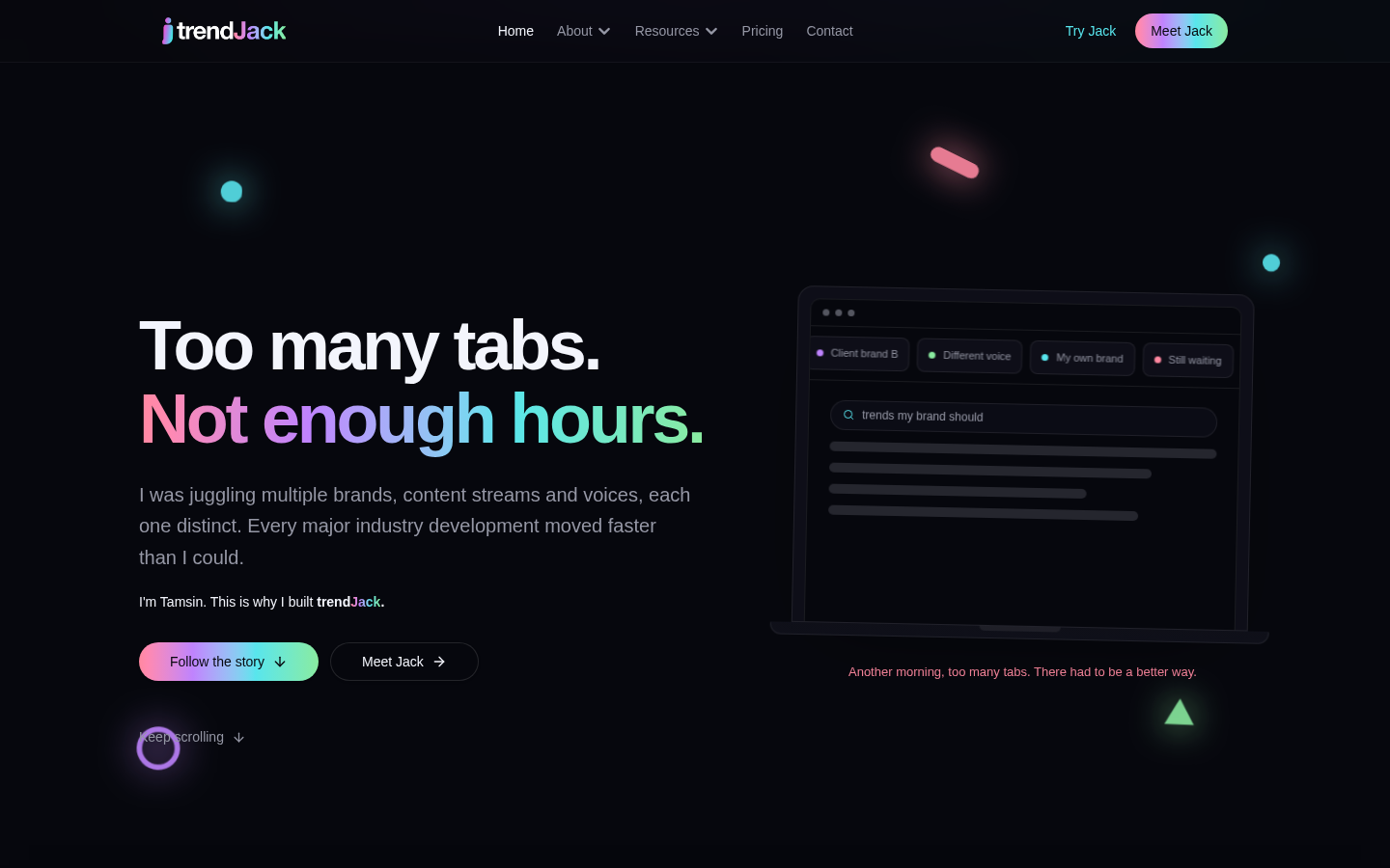 trendjack.io desktop capture of the first page