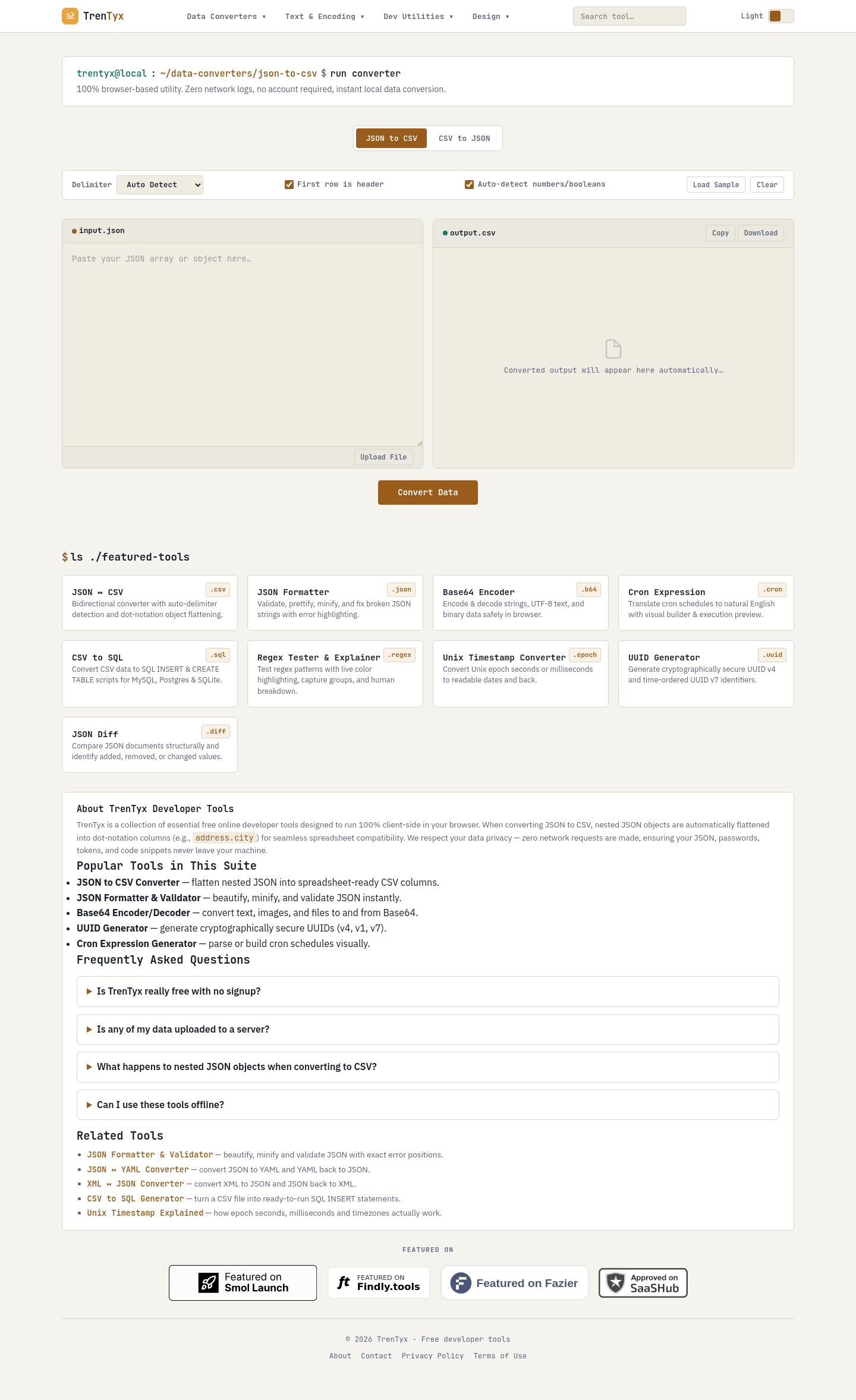Nav section of trentyx.com