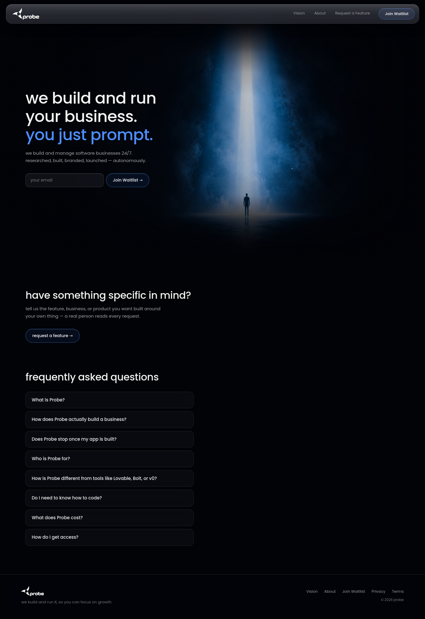 Nav section of tryprobe.co
