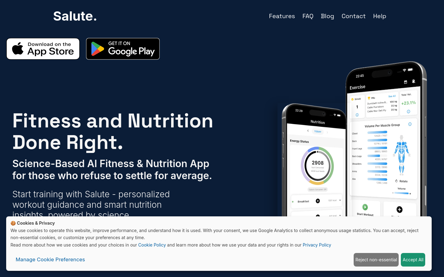 Above-the-fold capture of trysalute.com