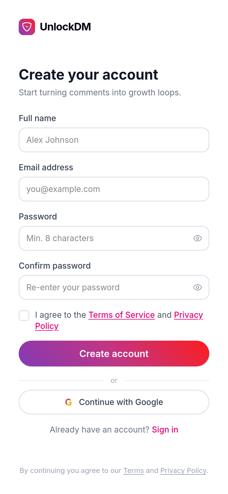 Signup