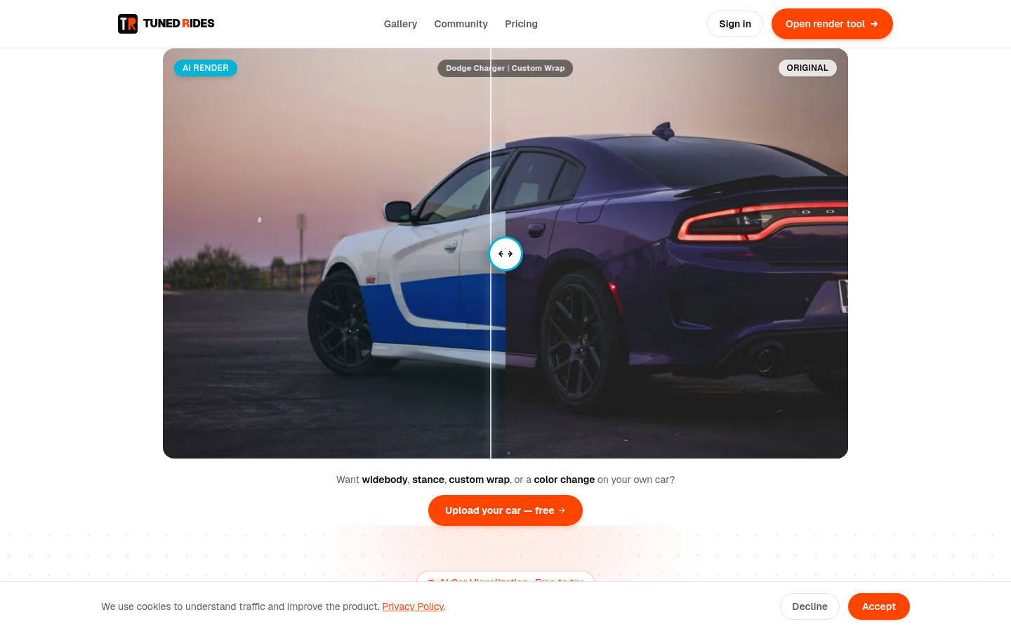 Above-the-fold capture of tunedrides.com