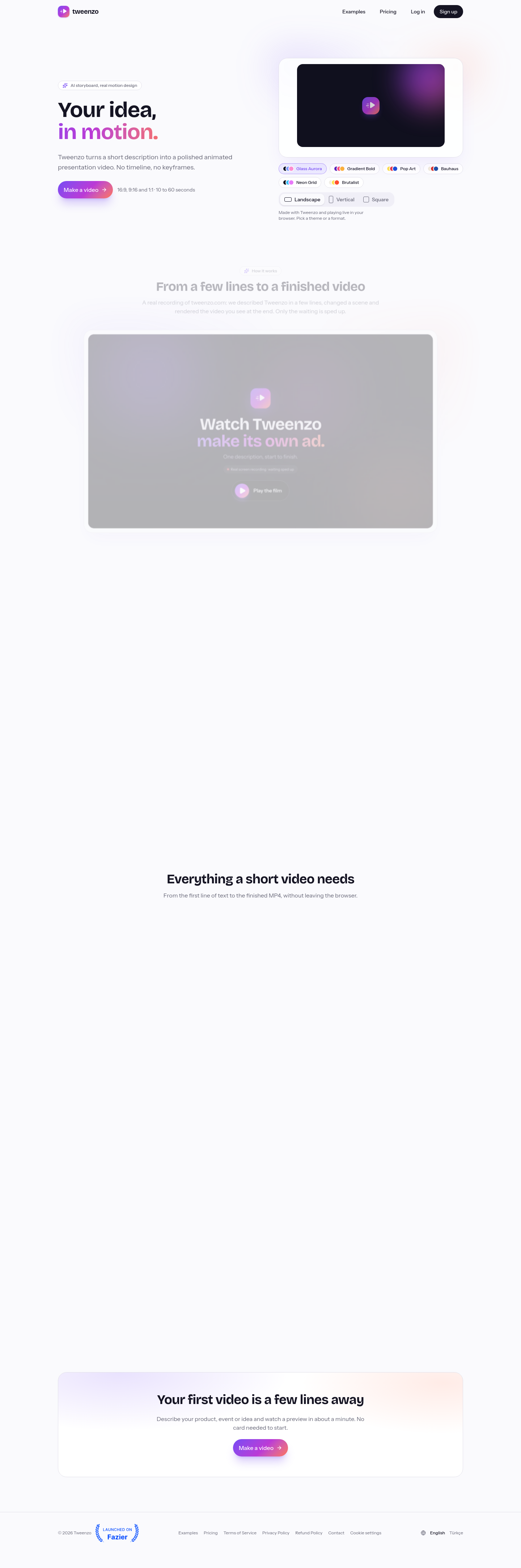Nav section of tweenzo.com