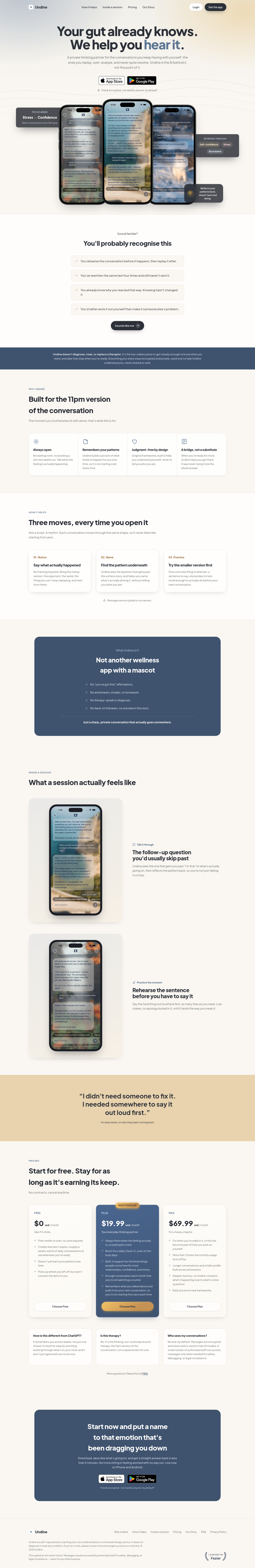 Nav section of undine.app