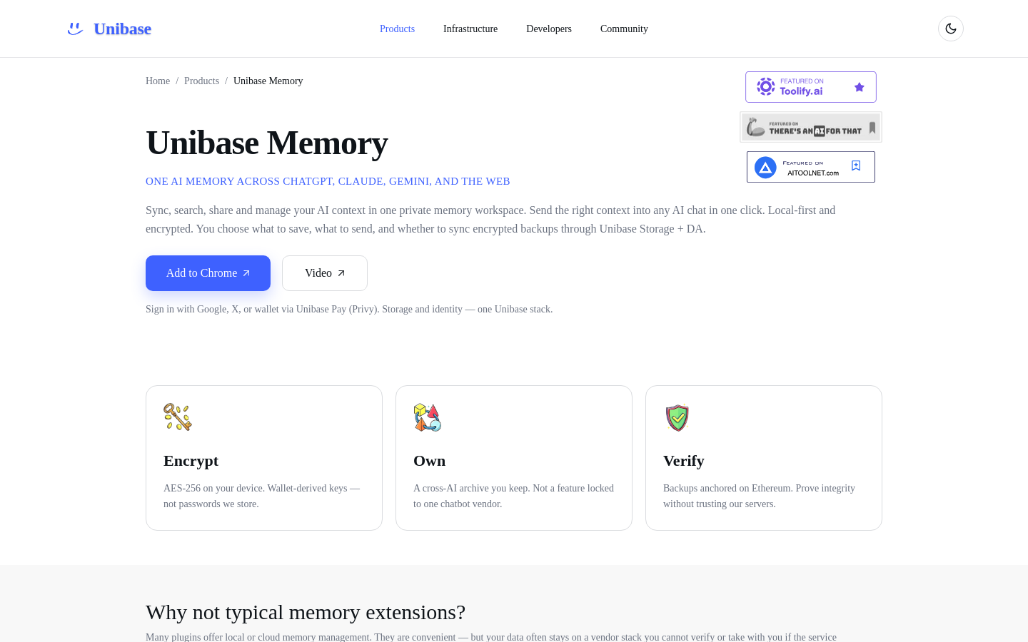 unibase.com — Hero + Features