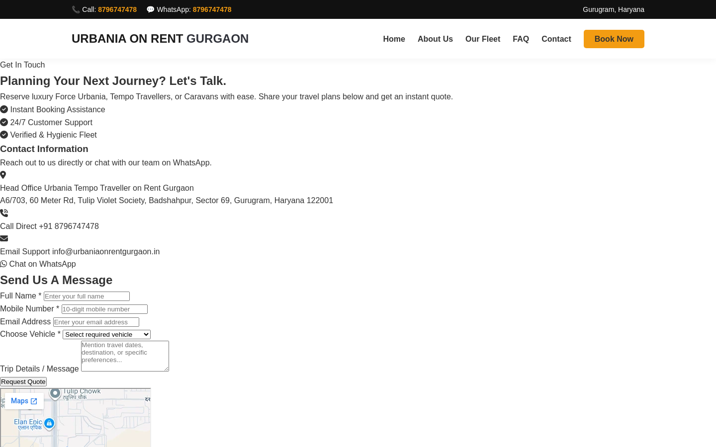 urbaniaonrentgurgaon.in desktop capture of the first page