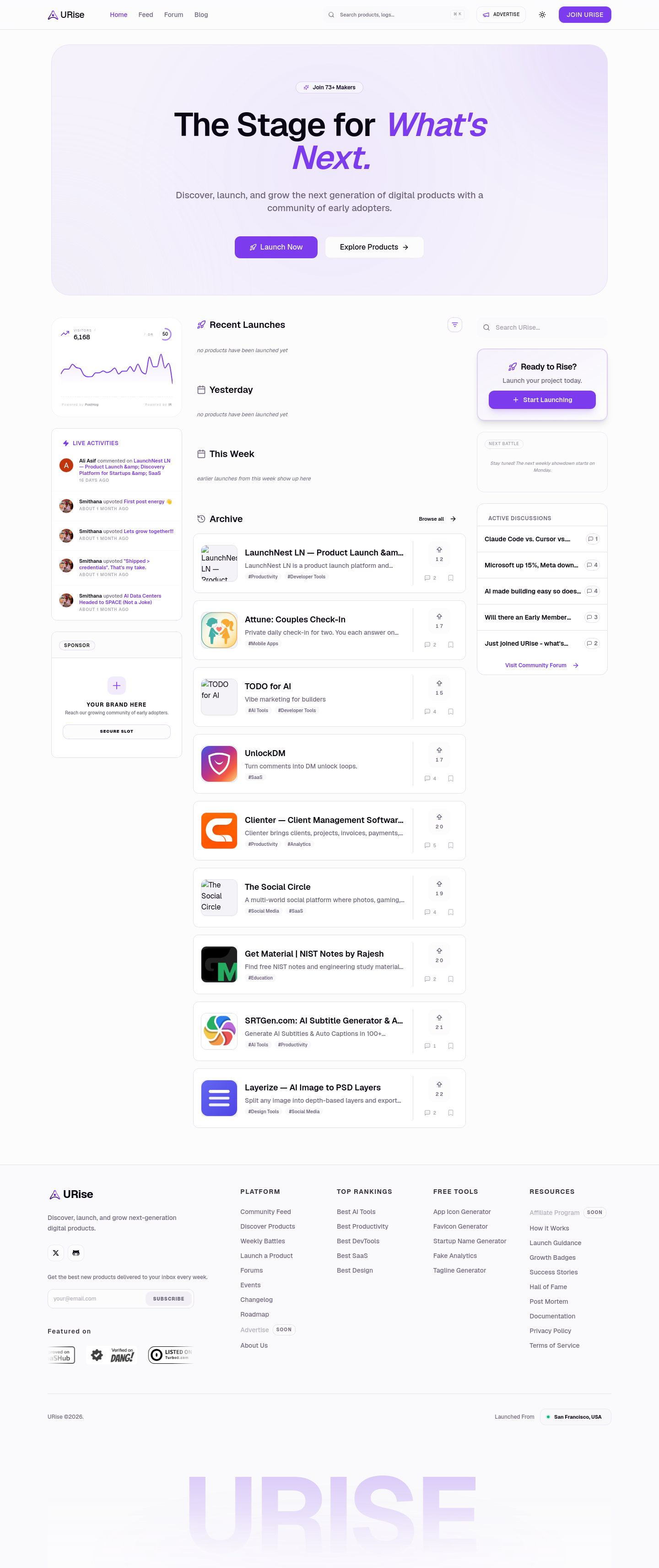 Nav section of urise.dev