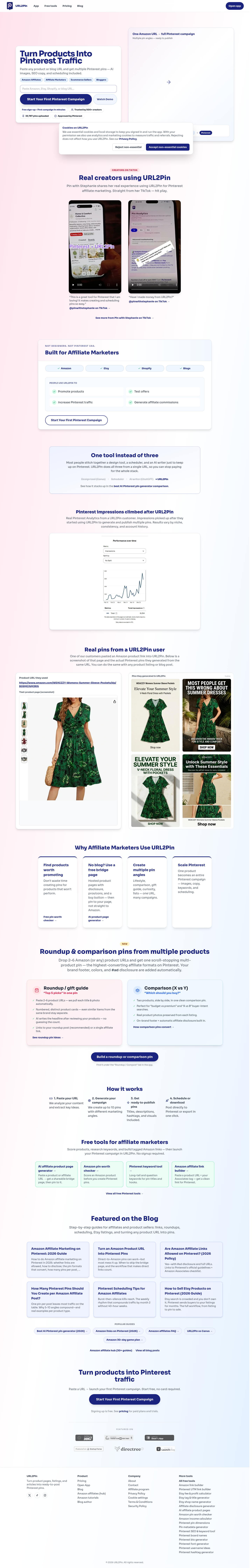 url2pin.com — Hero + Features